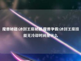 魔兽秘籍3冰封王座秘籍,魔兽争霸3冰封王座技能无冷却时间是什么