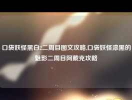 口袋妖怪黑白2二周目图文攻略,口袋妖怪漆黑的魅影二周目阿戴克攻略
