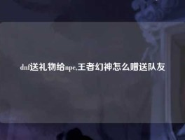 dnf送礼物给npc,王者幻神怎么赠送队友