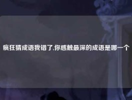 疯狂猜成语我错了,你感触最深的成语是哪一个