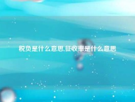税负是什么意思,征收率是什么意思