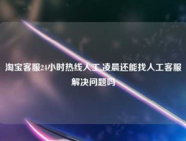 淘宝客服24小时热线人工,凌晨还能找人工客服解决问题吗