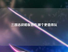 三国志战略版官方,哪个更值得玩