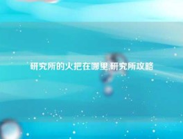 研究所的火把在哪里,研究所攻略