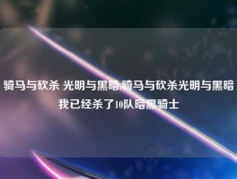 骑马与砍杀 光明与黑暗,骑马与砍杀光明与黑暗我已经杀了10队暗黑骑士