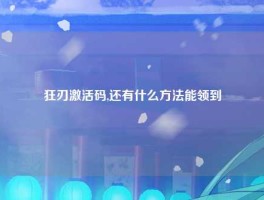 狂刃激活码,还有什么方法能领到