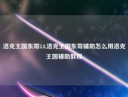 洛克王国东哥3.8,洛克王国东哥辅助怎么用洛克王国辅助教程