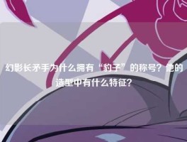 幻影长矛手为什么拥有“豹子”的称号？他的造型中有什么特征？
