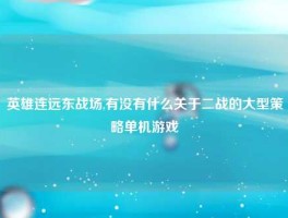 英雄连远东战场,有没有什么关于二战的大型策略单机游戏