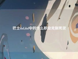 巴士dnf,dnf中的什么职业克制死灵