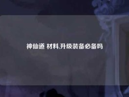 神仙道 材料,升级装备必备吗