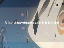 艾尔之光风行者加点,dota2地卜师怎么编队