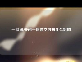 一网通,关闭一网通支付有什么影响