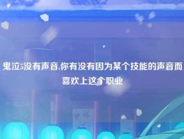 鬼泣5没有声音,你有没有因为某个技能的声音而喜欢上这个职业