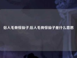 俗人毛骨惊仙子,俗人毛骨惊仙子是什么意思