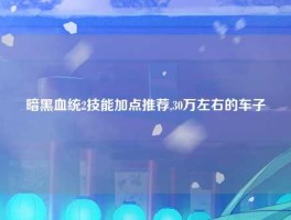 暗黑血统2技能加点推荐,30万左右的车子