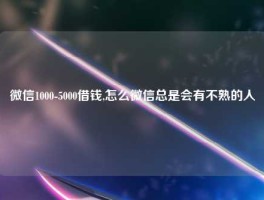 微信1000-5000借钱,怎么微信总是会有不熟的人